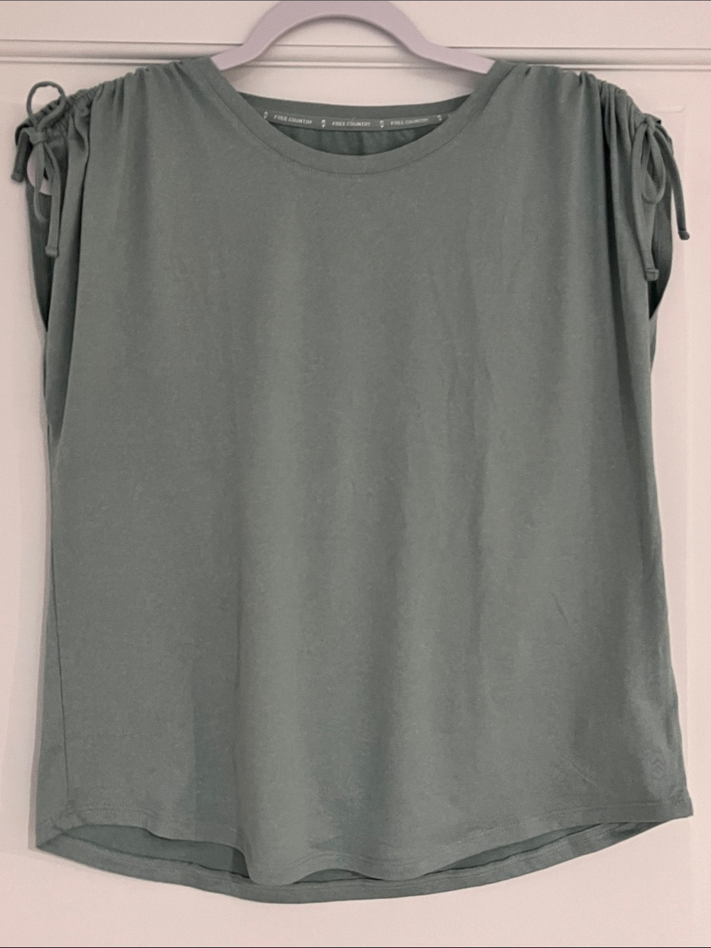 Free Country Light Sage Tie-Shoulder Women's Top